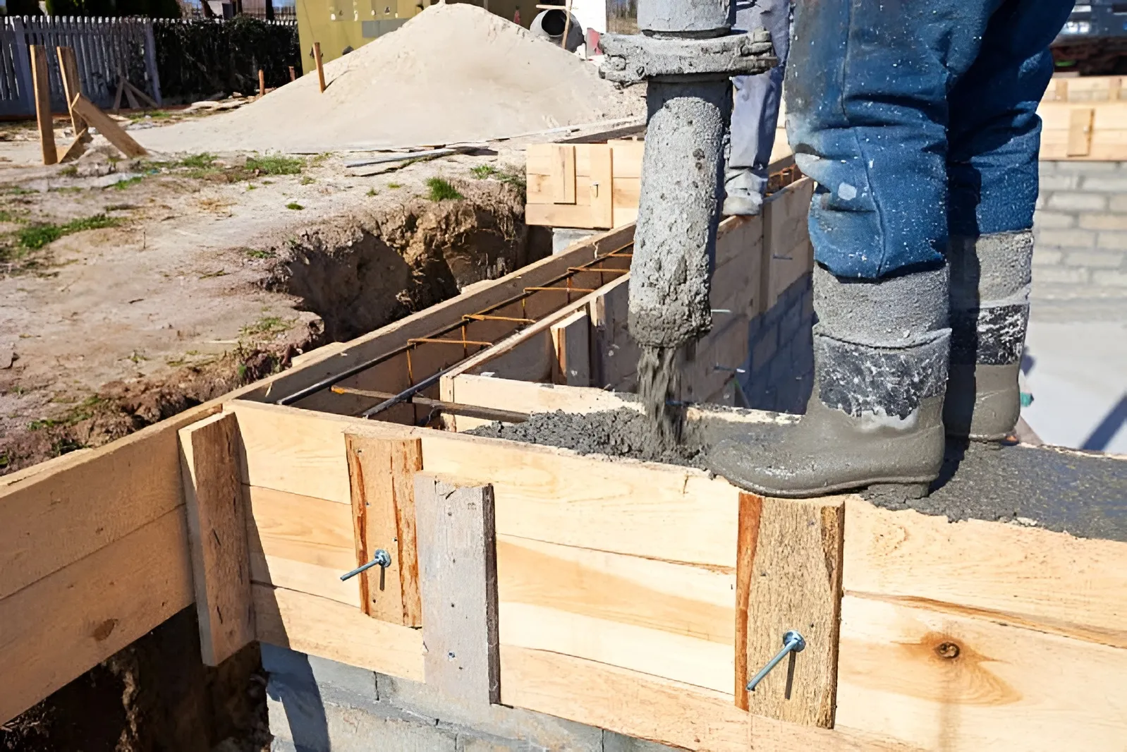 Estructura de hormigón en etapa de encofrado